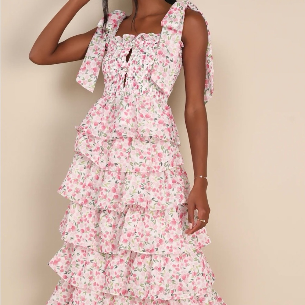 Lulus Floral Ruffle Maxi Dress